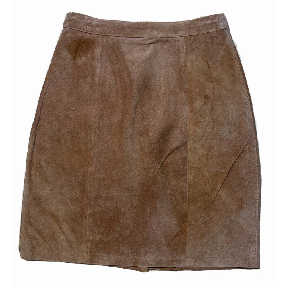 Vintage Global Identity G-III Womens Size 9 10 Brown Leather Mini Pencil Skirt